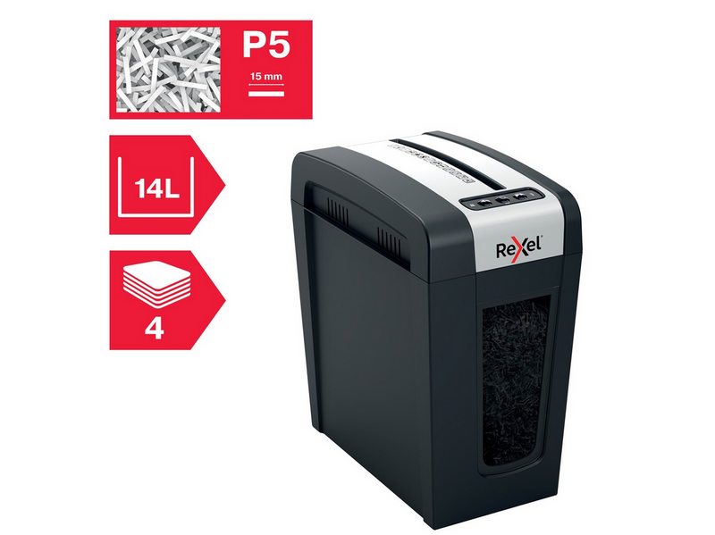 Rexel Secure MC4-SL Slimline Whisper-Shred™ Aktenvernichter, Mikroschnitt, P5,