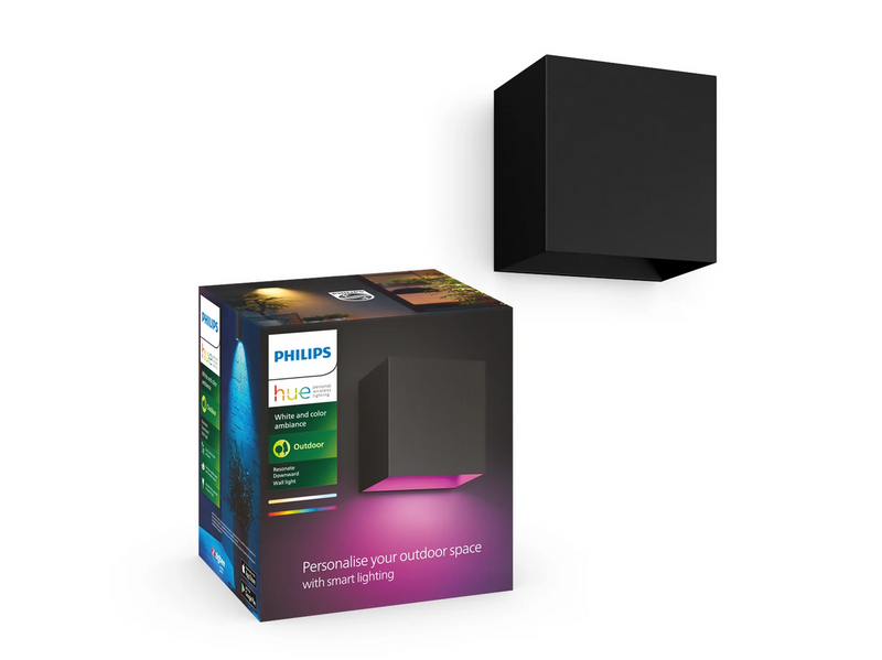 Philips Hue Resonate Downward Outdoor Wall Light (Black) — White & Color