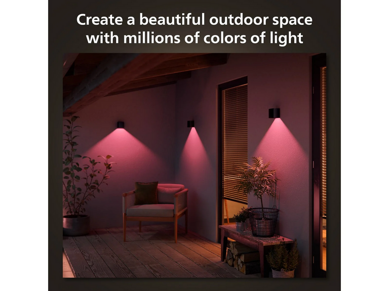 Philips Hue Resonate Downward Outdoor Wall Light (Black) — White & Color