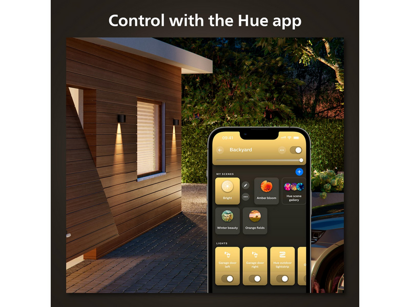 Philips Hue Resonate Downward Outdoor Wall Light (Black) — White & Color