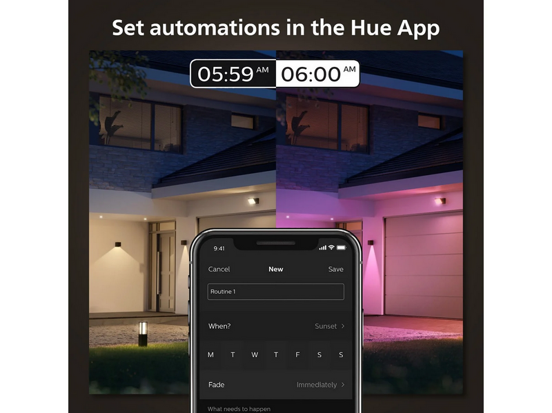 Philips Hue Resonate Downward Outdoor Wall Light (Black) — White & Color
