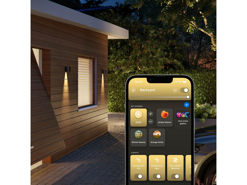 Philips Hue Resonate Downward Outdoor Wall Light (Black) — White & Color