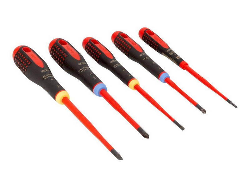 BAHCO 9882sl insulated slotted screwdrivers 5 pcs 1000v - slimblade be-9882sl