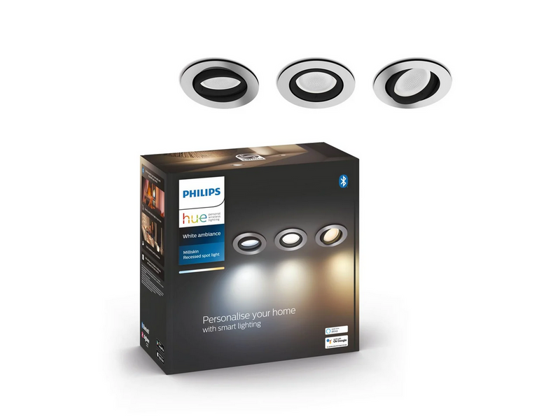 Philips Hue Milliskin Recessed Spotlight Round - Aluminium - 3-Pack