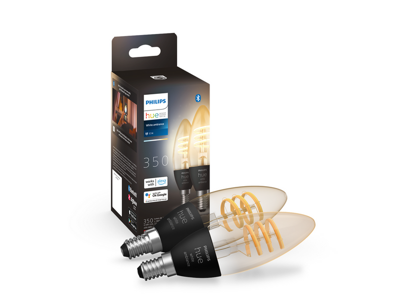 Philips Hue White Ambiance E14 Filament Candle 2-Pack