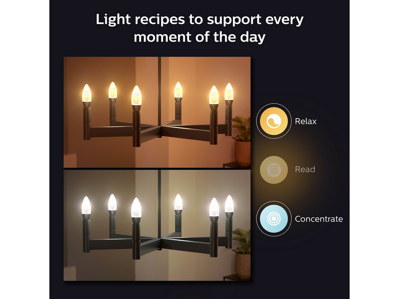 Philips Hue White Ambiance E14 Filament Candle 2-Pack