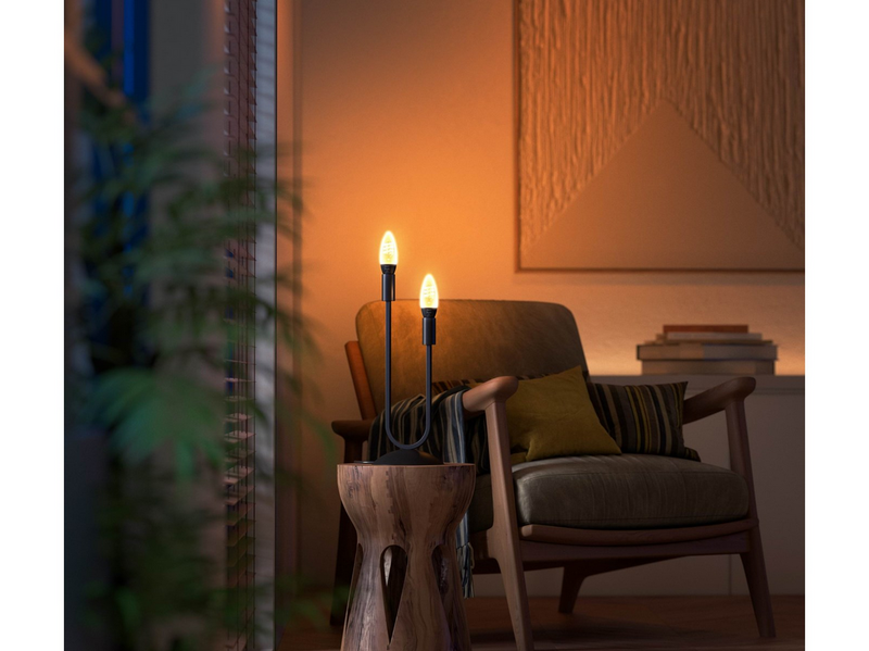 Philips Hue White Ambiance E14 Filament Candle 2-Pack