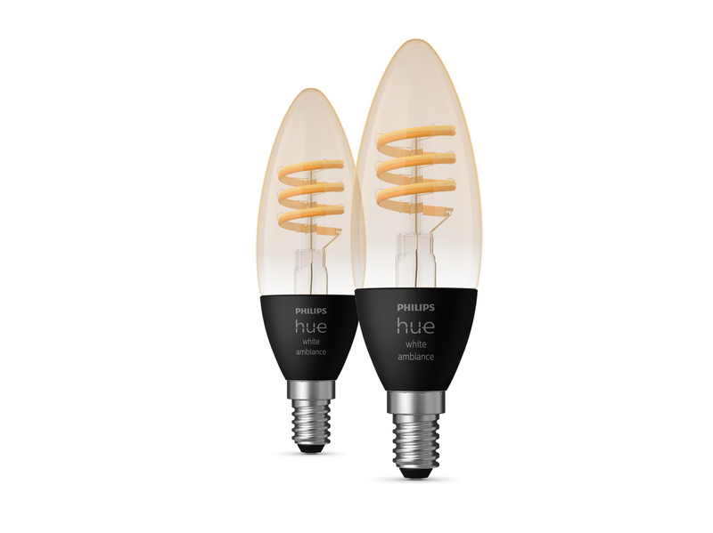 Philips Hue White Ambiance E14 Filament Candle 2-Pack