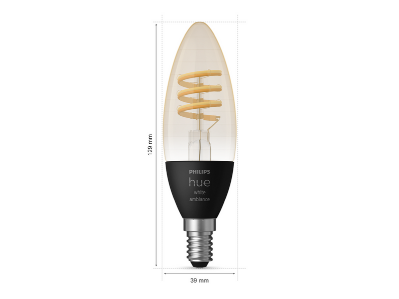 Philips Hue White Ambiance E14 Filament Candle 2-Pack