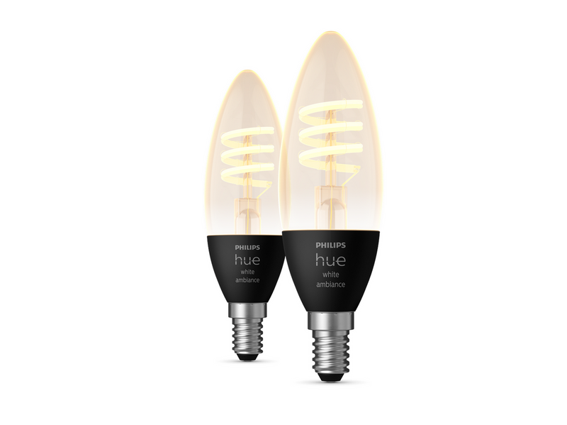 Philips Hue White Ambiance E14 Filament Candle 2-Pack