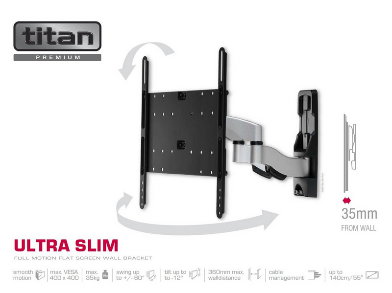 Vivanco Full Motion SLIM Bracket VESA 400 35kg - Max 35 kg - recommended for 55"