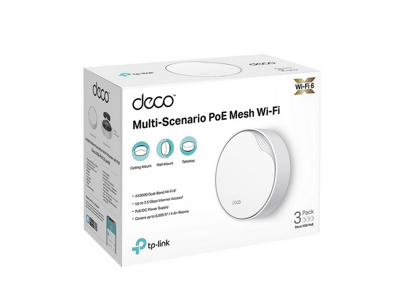 TP-Link Deco X50-PoE (3-Pack) AX3000 Whole Home Mesh WiFi 6 System with PoE -