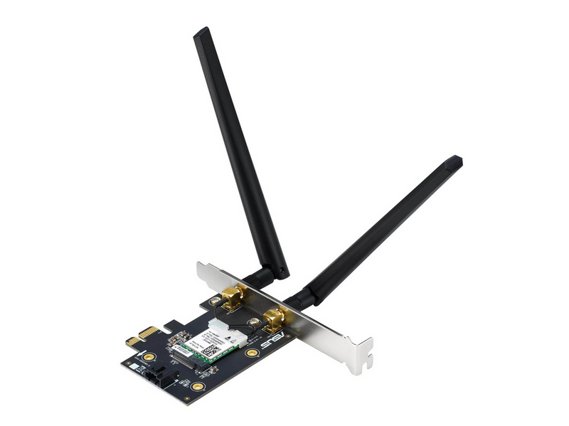 ASUS PCE-AXE5400 WiFi 6E PCI-E Adapter with 2 external antennas. Supporting