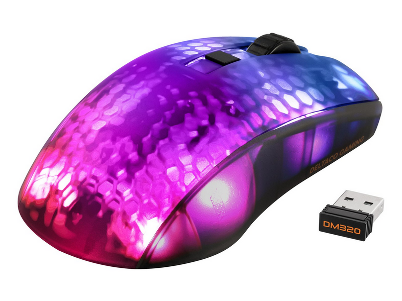 Deltaco GAMING DM320 Transparents RGB Wireless - Gaming Maus (Schwarz)