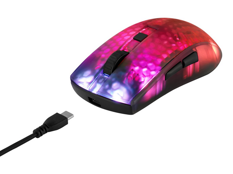 Deltaco GAMING DM320 Transparents RGB Wireless - Gaming Maus (Schwarz)