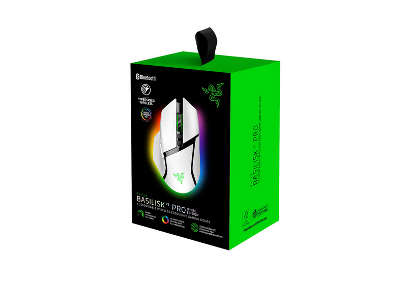 Razer Basilisk V3 Pro - Mercury - Gaming Maus (Weiß mit RGB Licht)