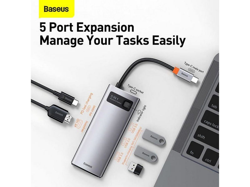 Baseus Hub 5in1 Metal Gleam Series USB-C to 3x USB 3.0 + HDMI + USB-C PD