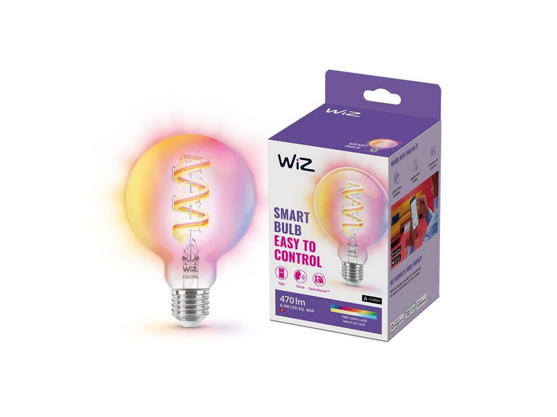 WiZ Color G95 E27 Smart Filament Globe Bulb - RGB/16 Million colors + Dimmable