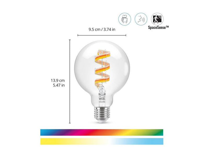 WiZ Color G95 E27 Smart Filament Globe Bulb - RGB/16 Million colors + Dimmable