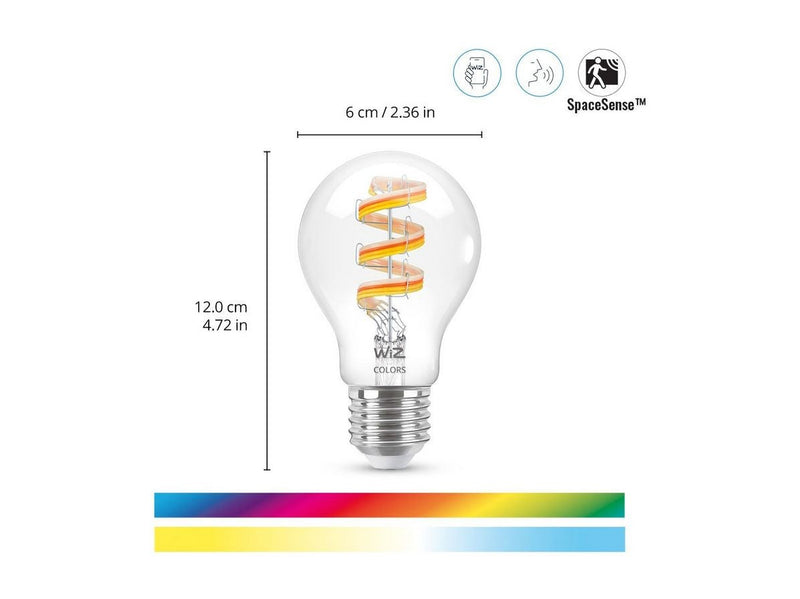 WiZ Color A60 E27 Smart Filament Bulb - RGB/16 Million colors + Dimmable White