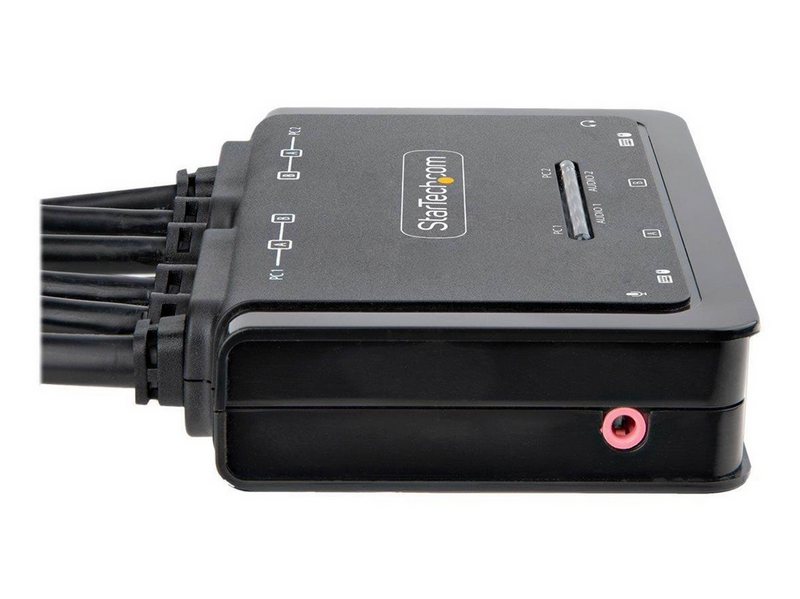 StarTech.com 2-Port Dual-Monitor DisplayPort Cable KVM Switch 4K 60Hz Compact