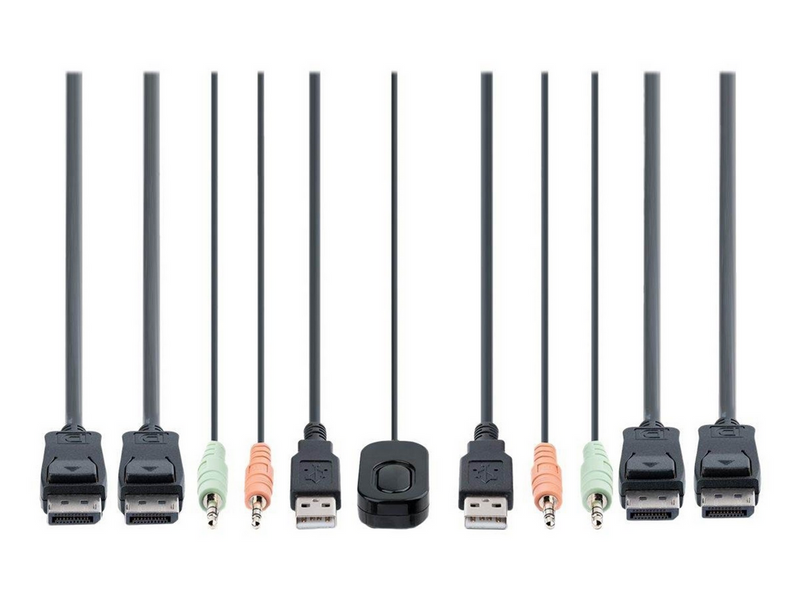 StarTech.com 2-Port Dual-Monitor DisplayPort Cable KVM Switch 4K 60Hz Compact