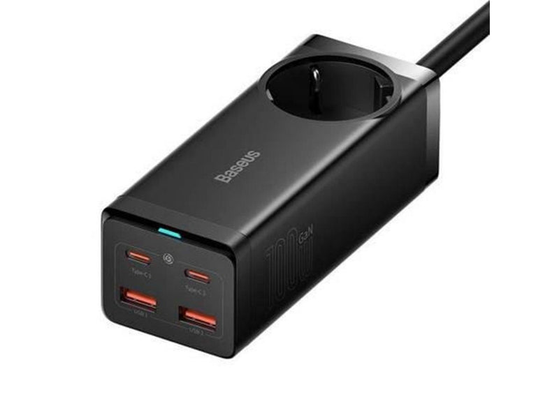 Baseus GaN3 Pro wall charger / powerstrip 2xUSB + 2xUSB-C + AC 100W (black)