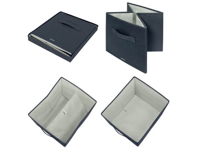 Leitz Aufbewahrungsbox aus Stoff mit Deckel groß, Samtgrau, 2er-Pack