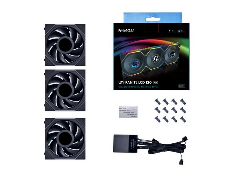 Lian Li UNI FAN TL LCD 120 (3-pack) - Gehäuselüfter - 120mm - Schwarz mit RGB