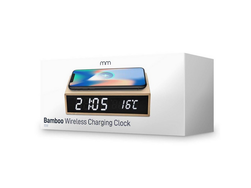Mikamax Bamboo Wireless Charger Clock