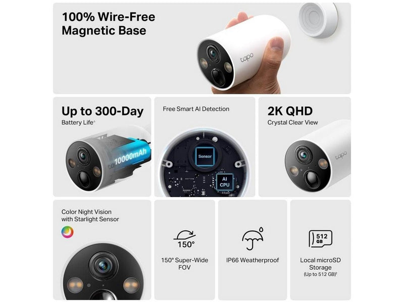 TP-Link Tapo C425 Smart Wire-Free Security Camera White