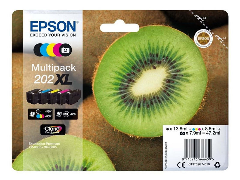 Epson Multipack 202XL - (Black Yellow Cyan Magenta Photo Black) Ink