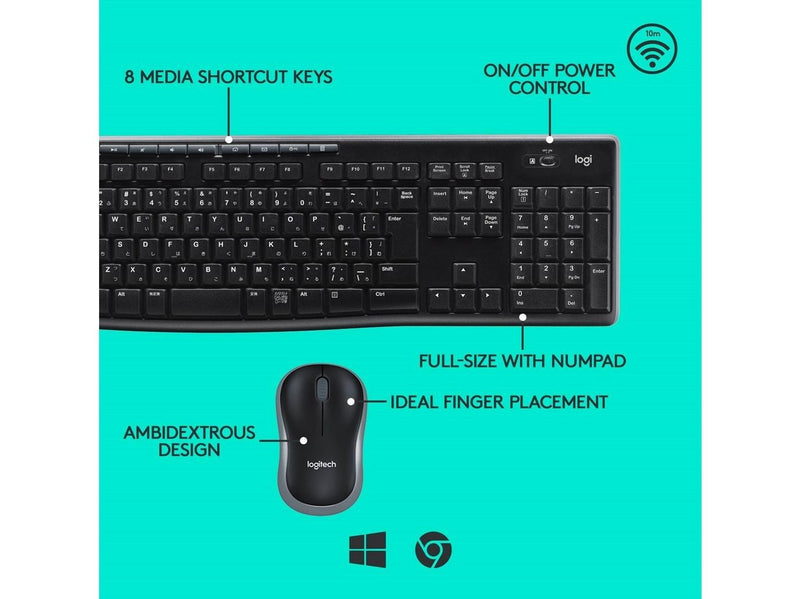 Logitech MK270 Wireless Keyboard and Mouse Combo - US International (Polski) -