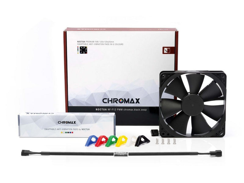 Noctua NF-F12 PWM chromax.black.swap - Gehäuselüfter - 120mm - Schwarz - 22 dBA