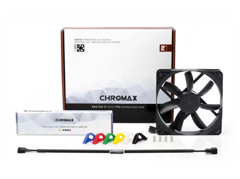 Noctua NF-S12A PWM chromax.black.swap - Gehäuselüfter - 120mm - Schwarz - 17 dBA
