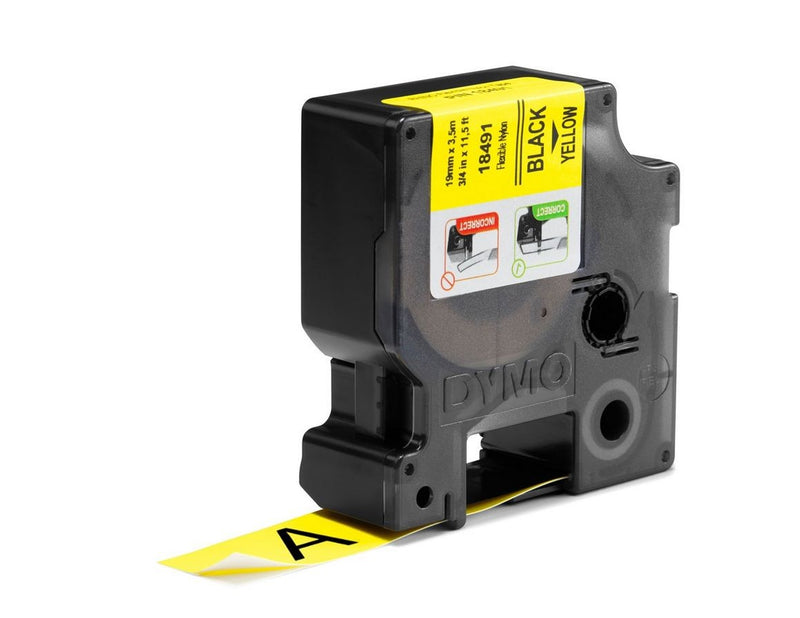 DYMO Rhino Industrie Nylonetiketten | flexibel | 19 mm x 3,5 m | schwarz auf