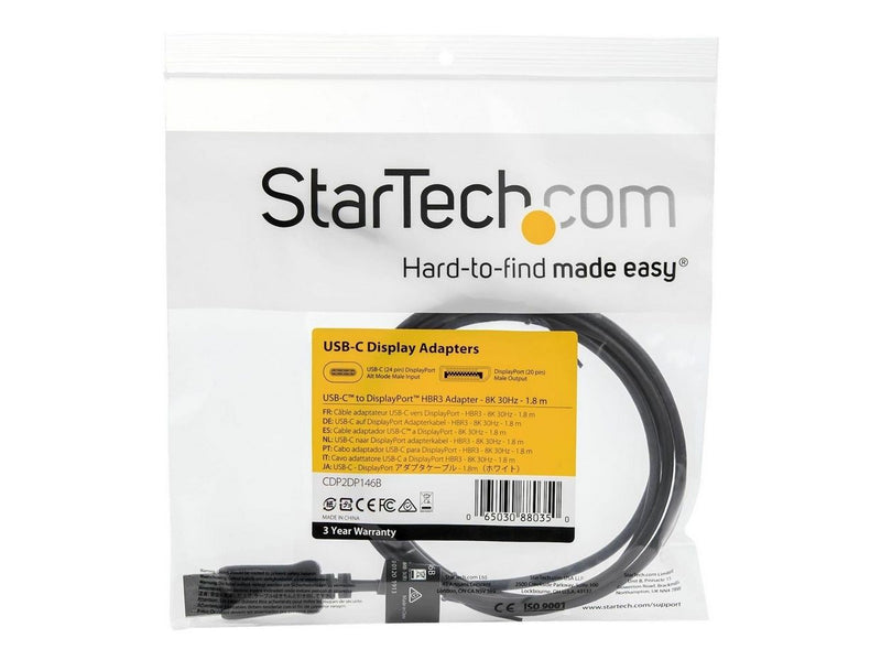 StarTech.com 5.9 ft. (1.8 m) - USB-C to DisplayPort Adapter Cable - 8K - HBR3 -