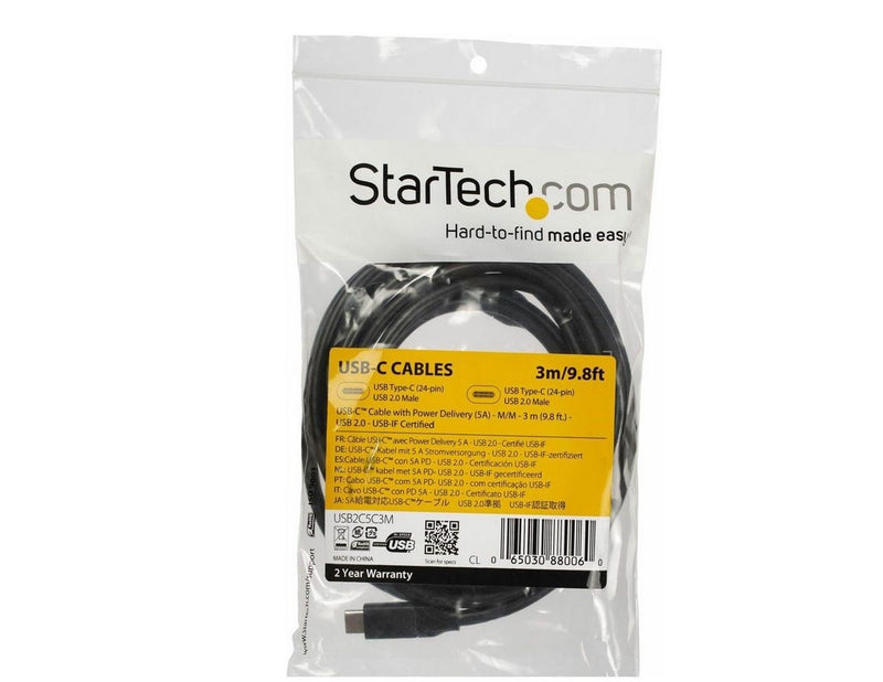 StarTech.com 3m 10ft USB C to USB C Cable 5A PD - USB 2.0 USB-IF Certified -