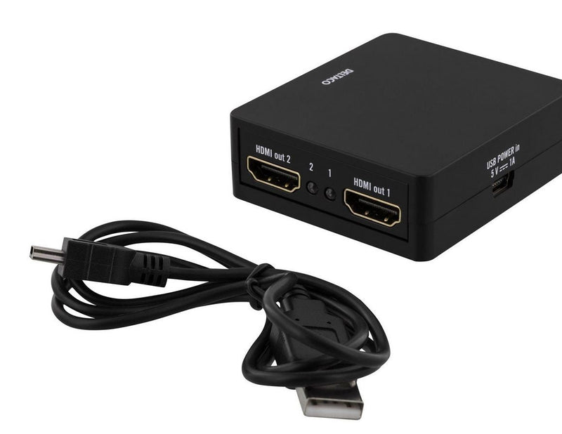 Deltaco HDMI splitter 1x HDMI in 2x HDMI out 6.