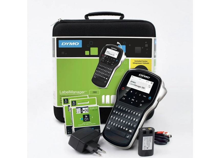 DYMO LabelManager 280 Etikettendrucker mit 2 Rollen D1 Etiketten & Tragetasche