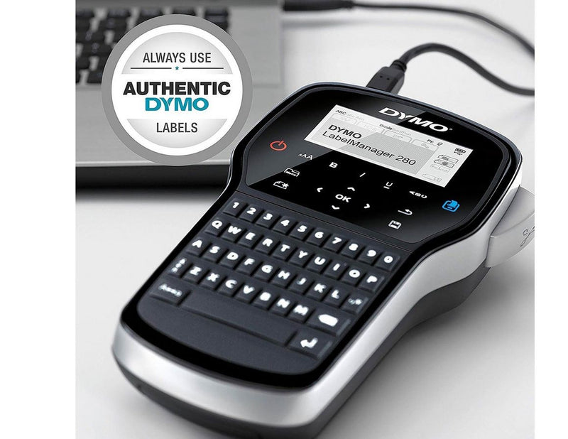 DYMO LabelManager 280 Etikettendrucker mit 2 Rollen D1 Etiketten & Tragetasche