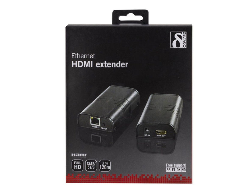 Deltaco Ethernet HDMI-forlænger op til 120m