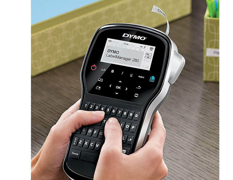 DYMO LabelManager 280 Etikettendrucker mit 2 Rollen D1 Etiketten & Tragetasche