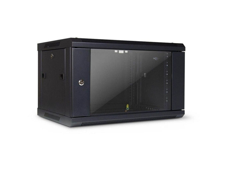 Inter-Tech SMA-6406 Wall Mounted Rack 6U 450mm Load up to 30Kg Glass Door Black