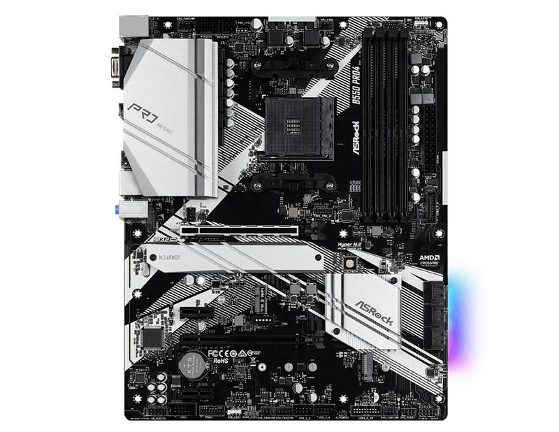 ASRock B550 PRO4 Mainboard - AMD B550 - AMD AM4 socket - DDR4 RAM - ATX