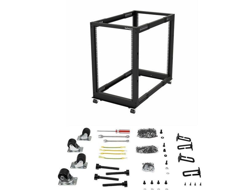StarTech.com 4POSTRACK18U - 18U Open Cabinet Rack with Wheels