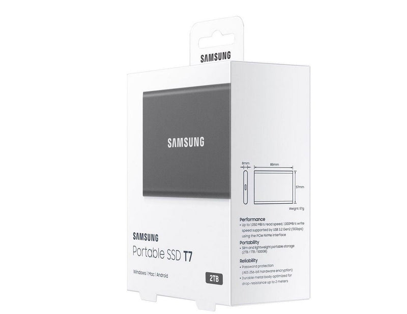 Samsung Portable SSD T7 - 2TB - Grau - Extern SSD - USB 3.2 Gen 2