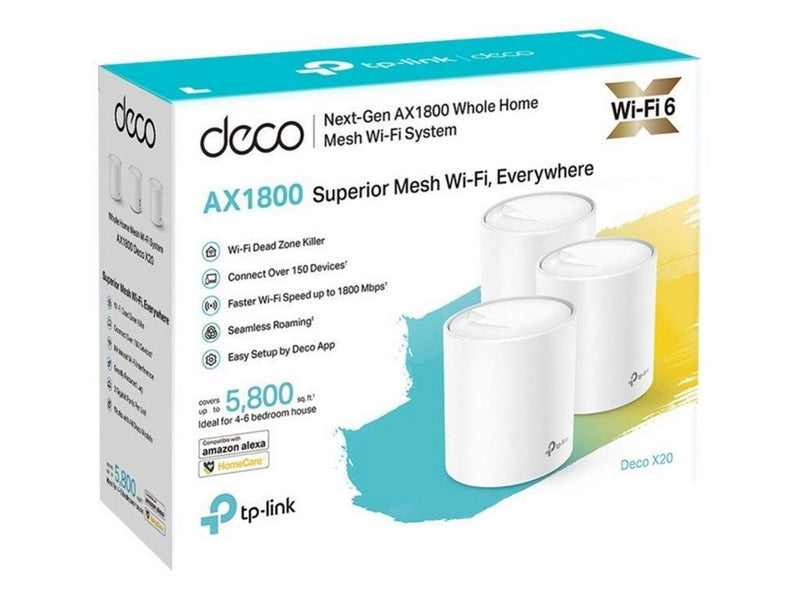 TP-Link Deco X20 AX1800 Whole Home Mesh Wi-Fi 6 System (3-Pack) - Mesh router
