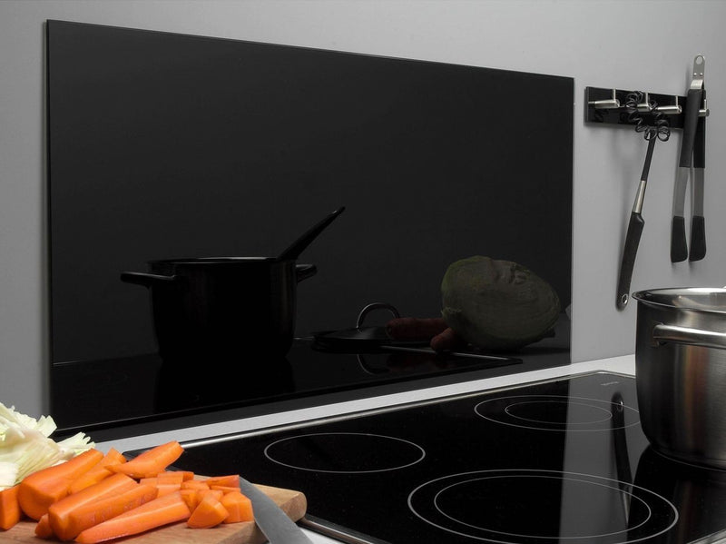 Home>it Splash plate black tempered glass 800 x 400mm