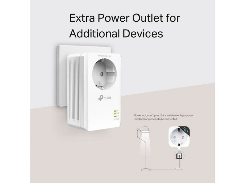 TP-Link Powerline TL-PA7017P AV1000 Gigabit Passthrough Powerline Adapter